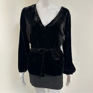J. Crew Faux Wrap Top In Drapey Velvet Black (size 4)